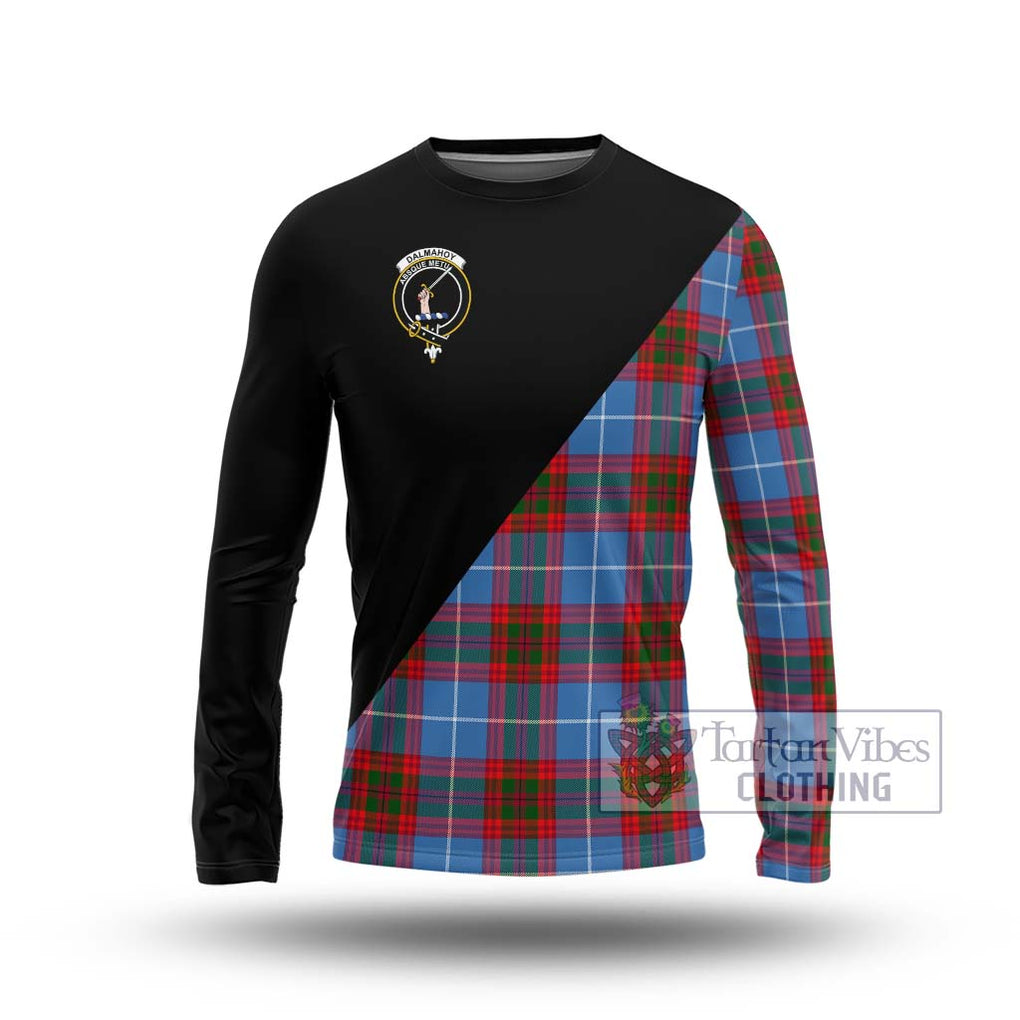 Dalmahoy Tartan Long Sleeve T-Shirt with Family Crest and Military Logo Style Unisex - Tartanvibesclothing Shop