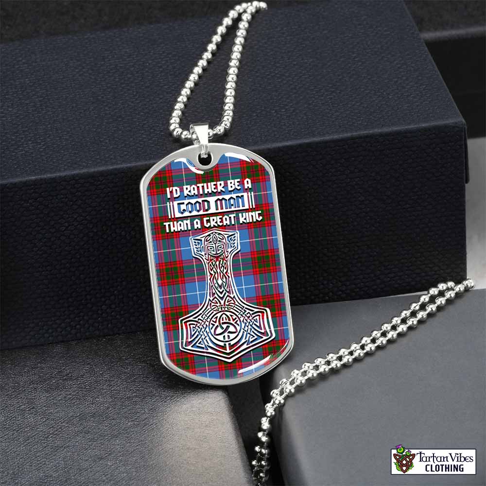 Tartan Vibes Clothing Dalmahoy Tartan Dog Tag Necklace Viking Mjolnir Style