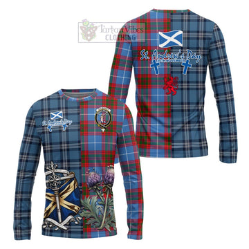 Dalmahoy Tartan Long Sleeve T-Shirt Happy St. Andrew's Day Half Tartan Style