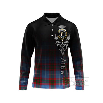 Dalmahoy Tartan Long Sleeve Polo Shirt Featuring Alba Gu Brath Family Crest Celtic Inspired