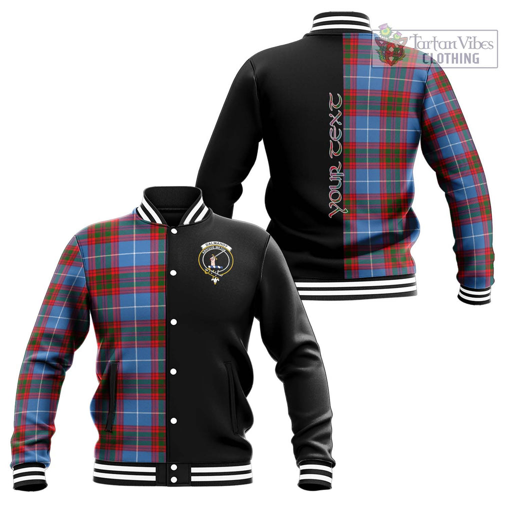 Dalmahoy Tartan Baseball Jacket with Family Crest and Half Of Me Style Unisex - Tartanvibesclothing Shop