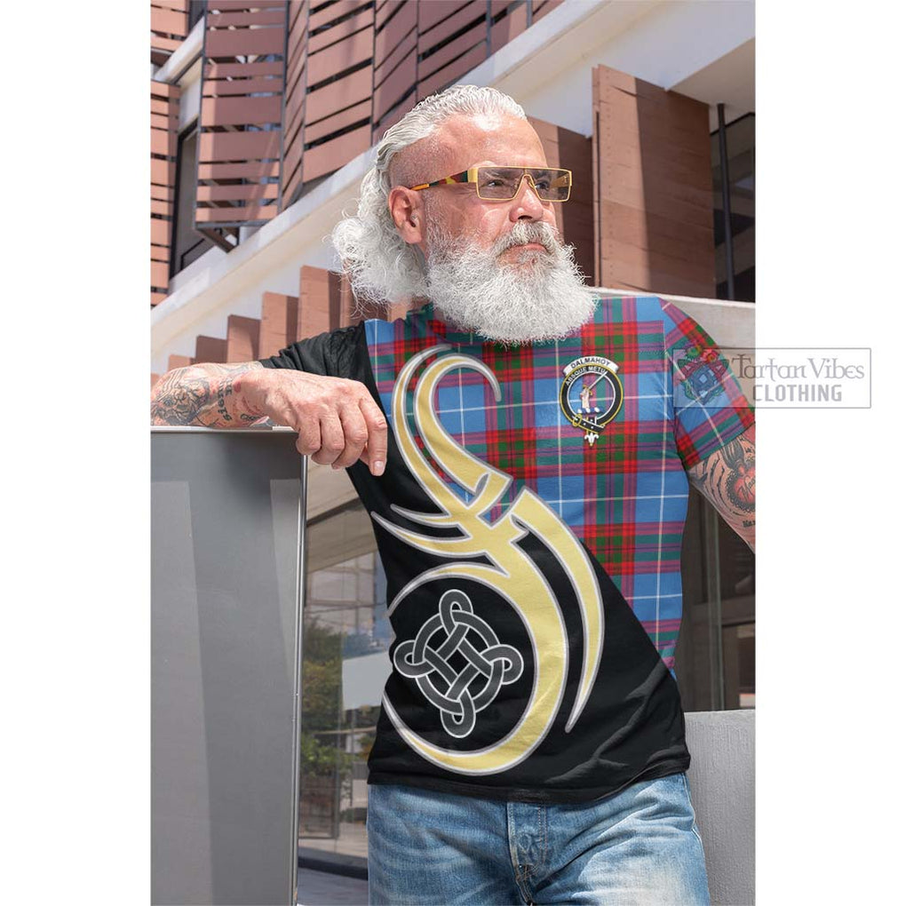 Tartan Vibes Clothing Dalmahoy Tartan Cotton T-shirt with Family Crest and Celtic Symbol Style