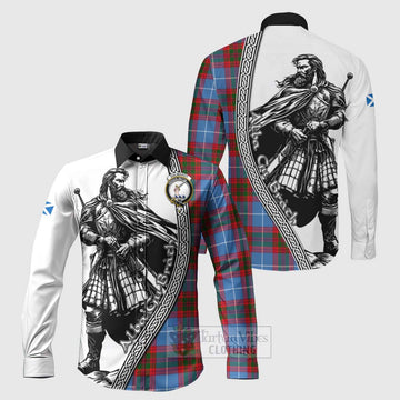 Dalmahoy Tartan Clan Crest Long Sleeve Button Shirt with Highlander Warrior Celtic Style