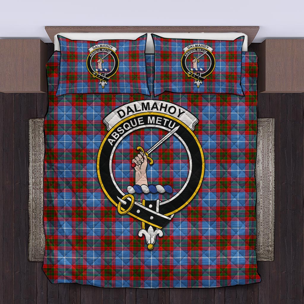 Dalmahoy Tartan Quilt Bed Set with Family Crest Twin - Tartanvibesclothing