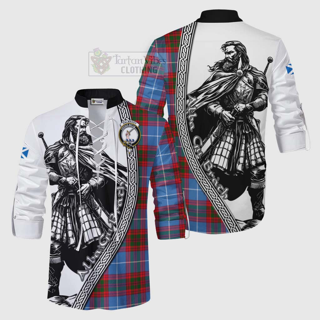 Tartan Vibes Clothing Dalmahoy Tartan Clan Crest Ghillie Kilt Shirt with Highlander Warrior Celtic Style