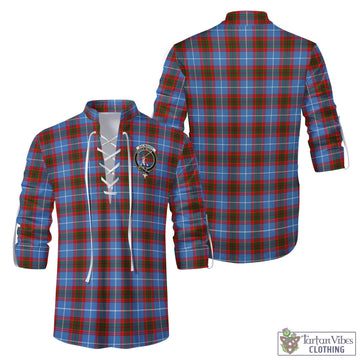Dalmahoy Tartan Men's Scottish Traditional Jacobite Ghillie Kilt Shirt with Family Crest