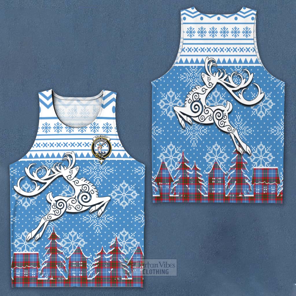 Tartan Vibes Clothing Dalmahoy Clan Christmas Men's Tank Top Celtic Reindeer Style