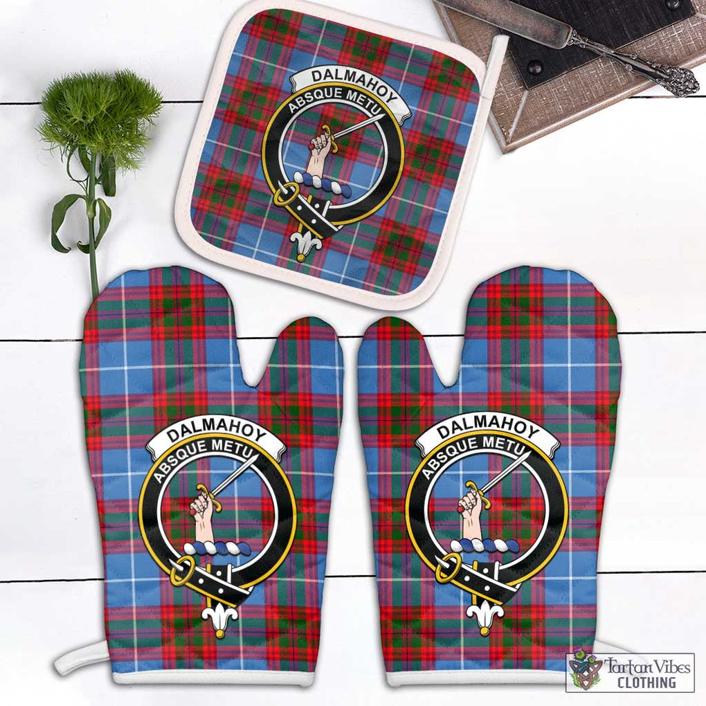 Dalmahoy Tartan Combo Oven Mitt & Pot-Holder with Family Crest Combo 1 Oven Mitt & 1 Pot-Holder White - Tartan Vibes Clothing