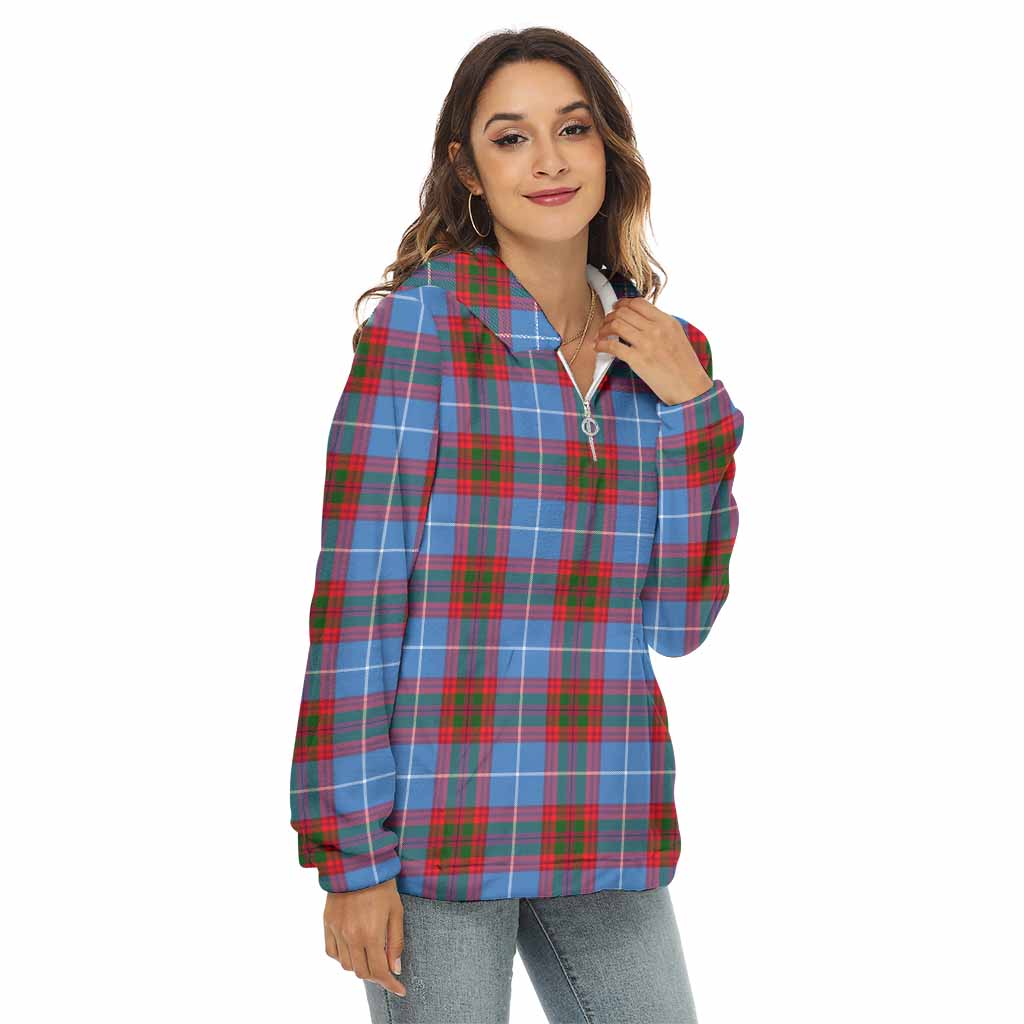 Tartan Vibes Clothing Dalmahoy Tartan Women's Borg  Half Zip Fleece Hoodie