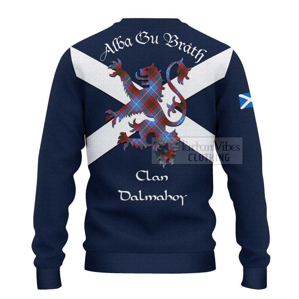 Tartan Vibes Clothing Dalmahoy Tartan Lion Rampant Knitted Sweater – Proudly Display Your Heritage with Alba Gu Brath and Clan Name