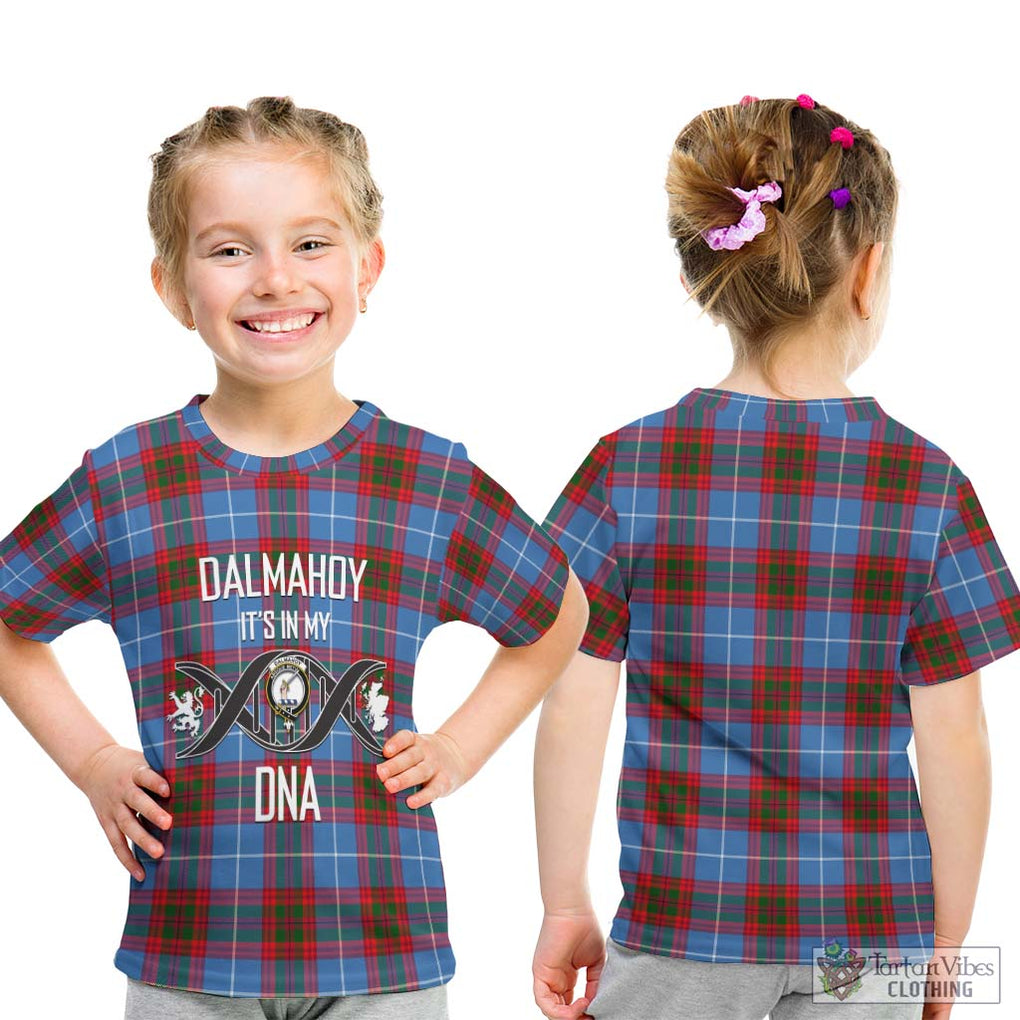 Dalmahoy Tartan Kid T-Shirt with Family Crest DNA In Me Style - Tartanvibesclothing Shop