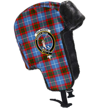 Dalmahoy Tartan Winter Trapper Hat with Family Crest