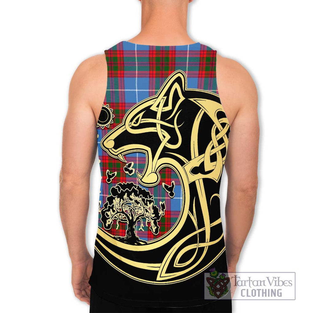 Dalmahoy Tartan Men's Tank Top with Family Crest Celtic Wolf Style - Tartan Vibes Clothing