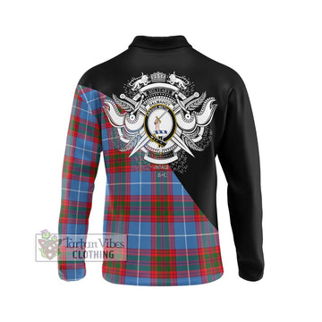 Dalmahoy Tartan Long Sleeve Polo Shirt with Family Crest and Military Logo Style