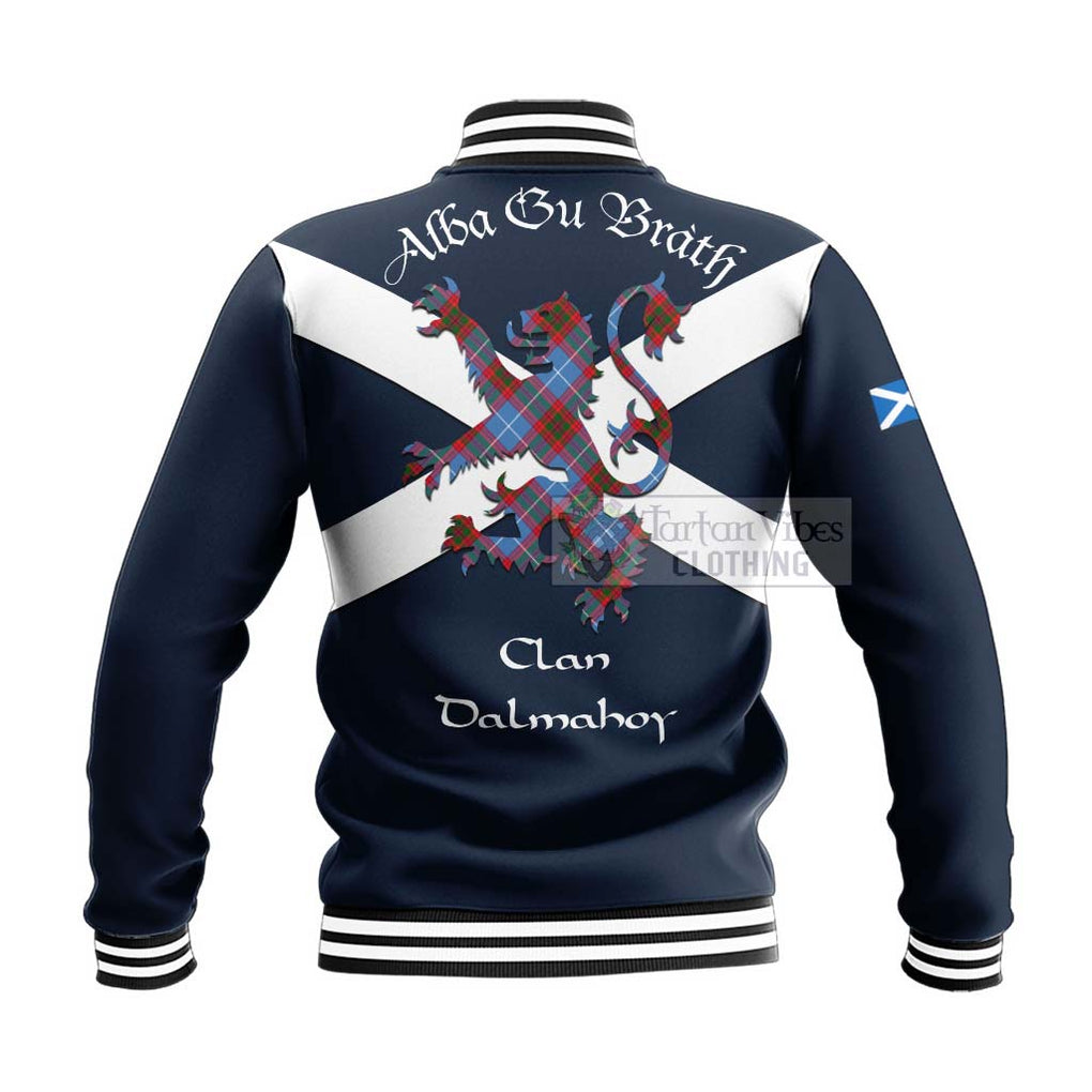 Tartan Vibes Clothing Dalmahoy Tartan Lion Rampant Baseball Jacket – Proudly Display Your Heritage with Alba Gu Brath and Clan Name