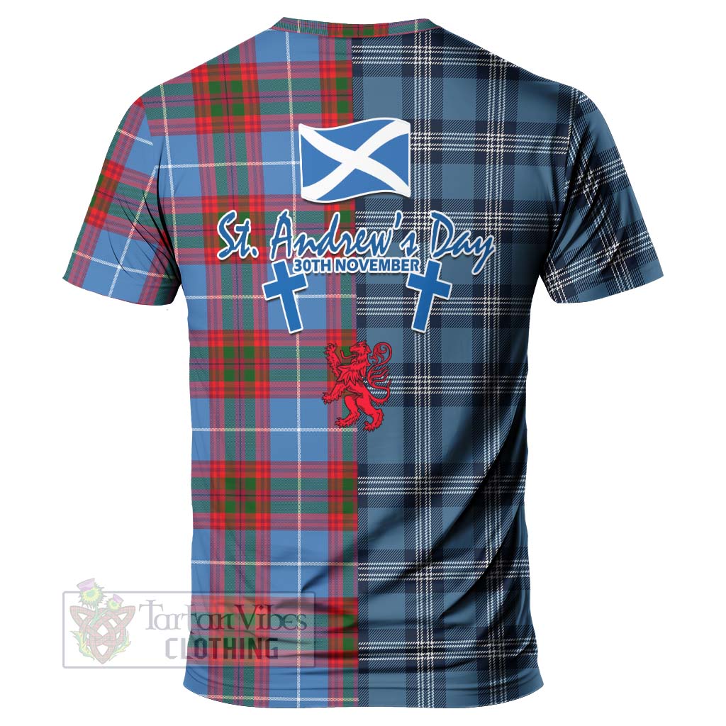 Tartan Vibes Clothing Dalmahoy Tartan T-Shirt Happy St. Andrew's Day Half Tartan Style