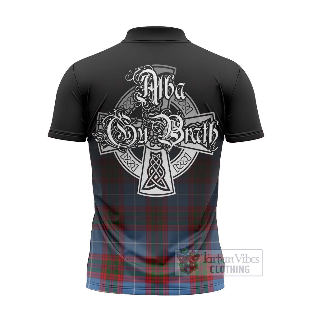 Tartan Vibes Clothing Dalmahoy Tartan Zipper Polo Shirt Featuring Alba Gu Brath Family Crest Celtic Inspired