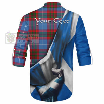 Dalmahoy Tartan Ghillie Kilt Shirt with Family Crest Scotland Patriotic Style