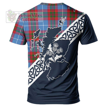 Dalmahoy Tartan T-Shirt Featuring Thistle and Scotland Map