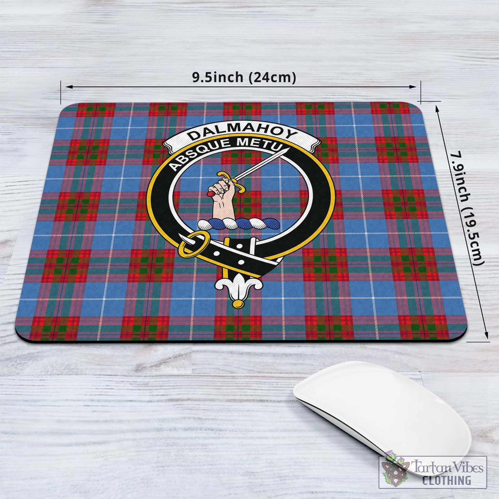 Tartan Vibes Clothing Dalmahoy Tartan Mouse Pad with Family Crest