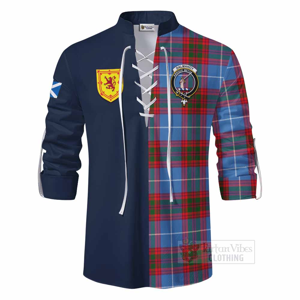 Dalmahoy Tartan Ghillie Kilt Shirt Alba with Scottish Lion Royal Arm Half Style