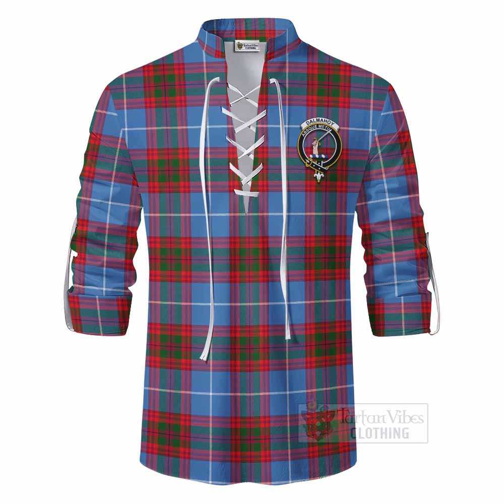 Tartan Vibes Clothing Dalmahoy Tartan Ghillie Kilt Shirt with Family Crest DNA In Me Style