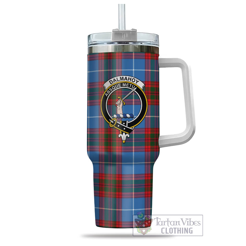 Tartan Vibes Clothing Dalmahoy Tartan and Family Crest Tumbler with Handle