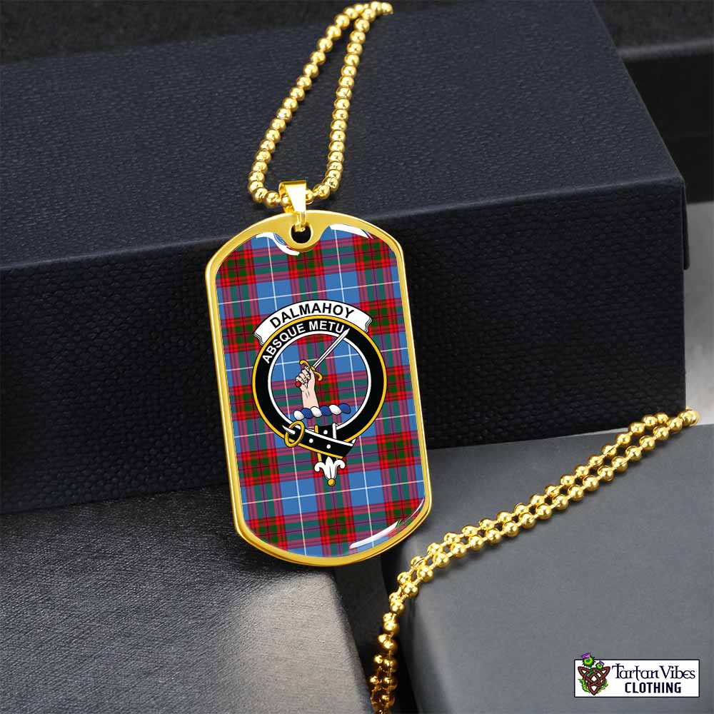 Tartan Vibes Clothing Dalmahoy Tartan Dog Tag Necklace with Family Crest