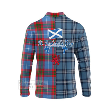 Dalmahoy Tartan Long Sleeve Polo Shirt Happy St. Andrew's Day Half Tartan Style