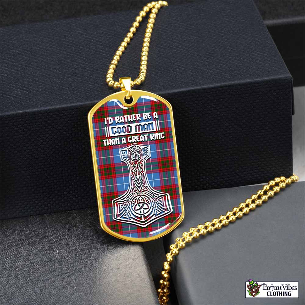 Tartan Vibes Clothing Dalmahoy Tartan Dog Tag Necklace Viking Mjolnir Style