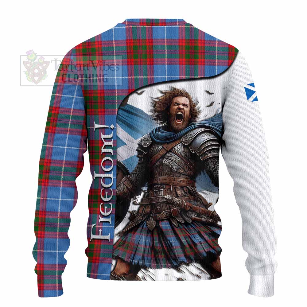 Tartan Vibes Clothing Dalmahoy Crest Tartan Knitted Sweater Inspired by the Freedom of Scottish Warrior