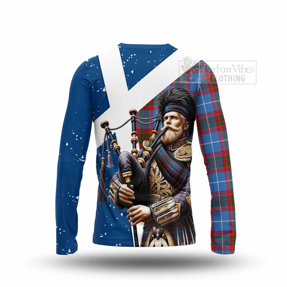 Tartan Vibes Clothing Dalmahoy Tartan Long Sleeve T-Shirt with Family Crest Scottish Bagpiper Vibes