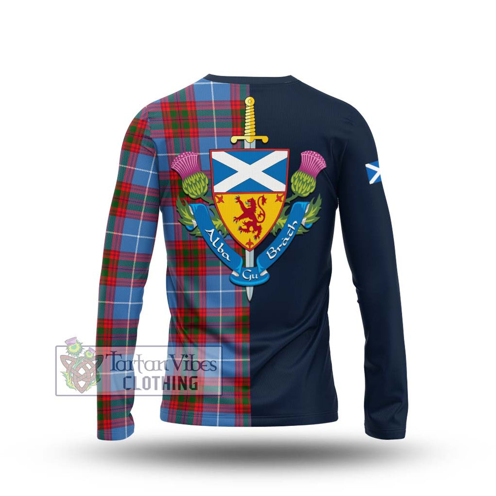 Tartan Vibes Clothing Dalmahoy Tartan Long Sleeve T-Shirt with Scottish Lion Royal Arm Half Style