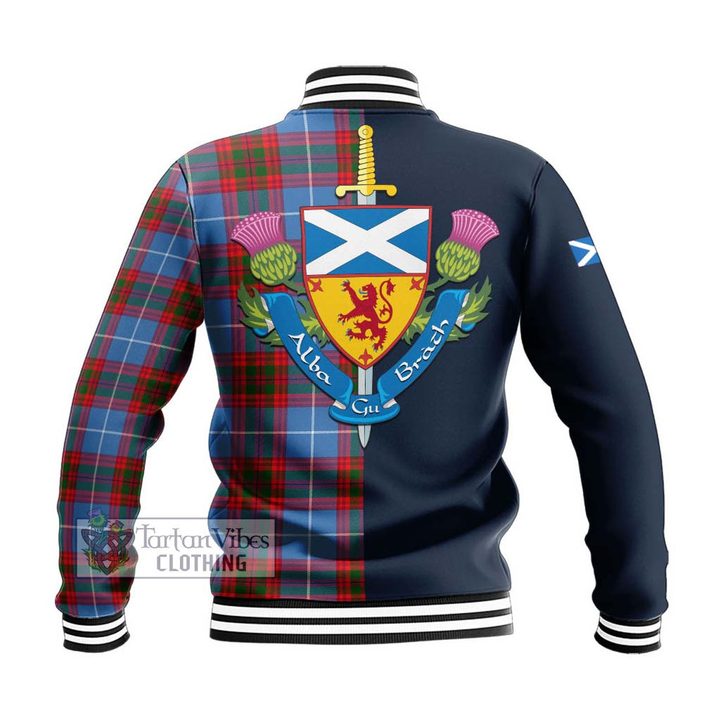 Tartan Vibes Clothing Dalmahoy Tartan Baseball Jacket with Scottish Lion Royal Arm Half Style