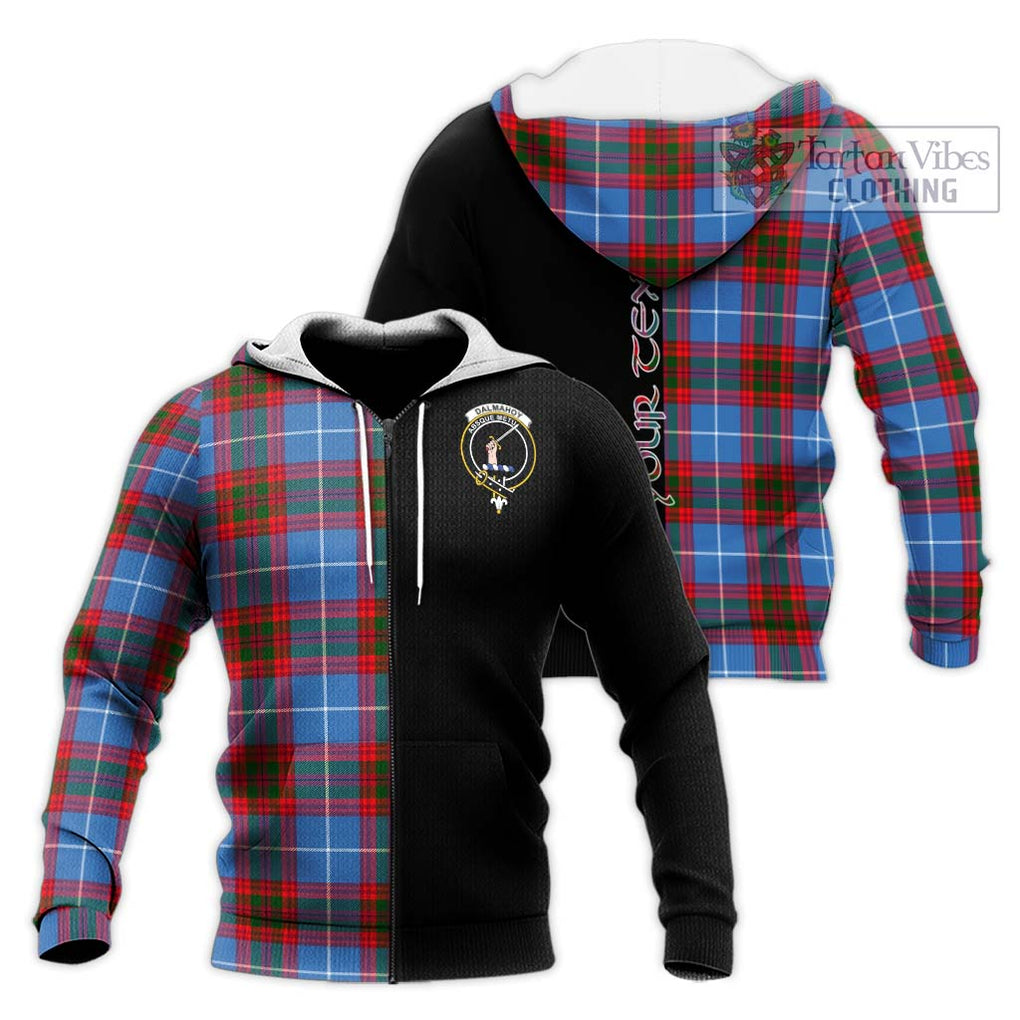 Dalmahoy Tartan Knitted Hoodie with Family Crest and Half Of Me Style Unisex Knitted Zip Hoodie - Tartanvibesclothing Shop