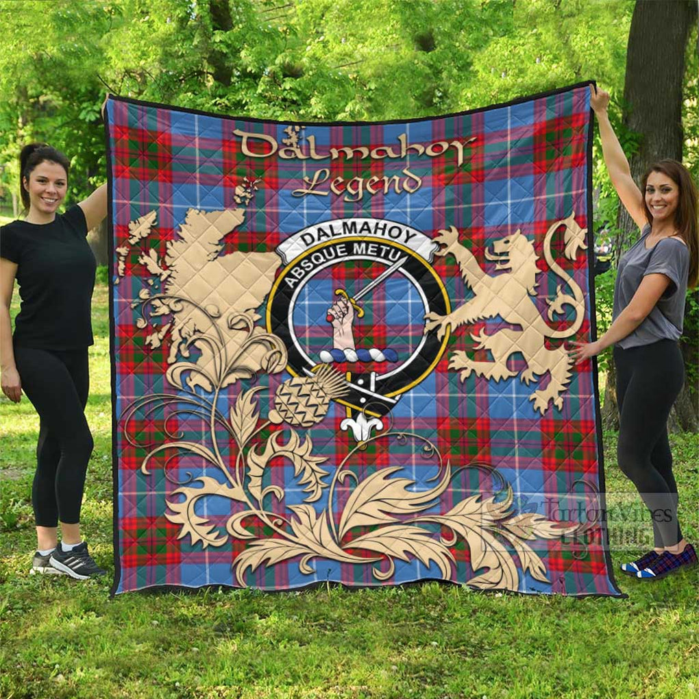 Tartan Vibes Clothing Dalmahoy Tartan Quilt with Family Crest and Scottish Symbol Style