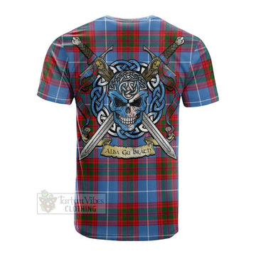 Dalmahoy Tartan Cotton T-shirt with Family Crest Celtic Skull Style