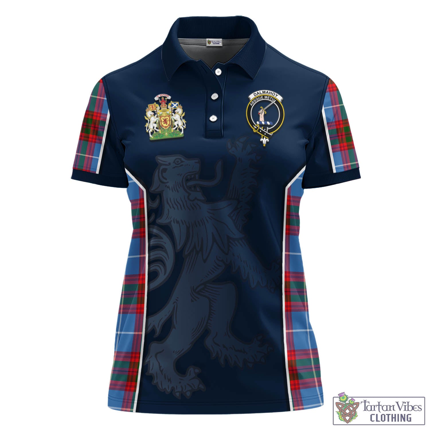 Tartan Vibes Clothing Dalmahoy Tartan Women's Polo Shirt with Family Crest and Lion Rampant Vibes Sport Style