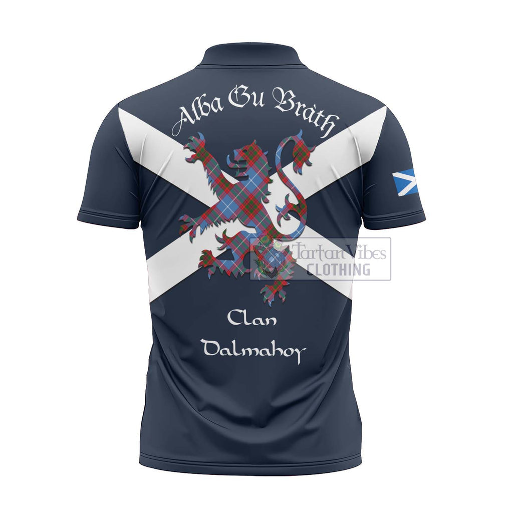 Tartan Vibes Clothing Dalmahoy Tartan Lion Rampant Zipper Polo Shirt – Proudly Display Your Heritage with Alba Gu Brath and Clan Name