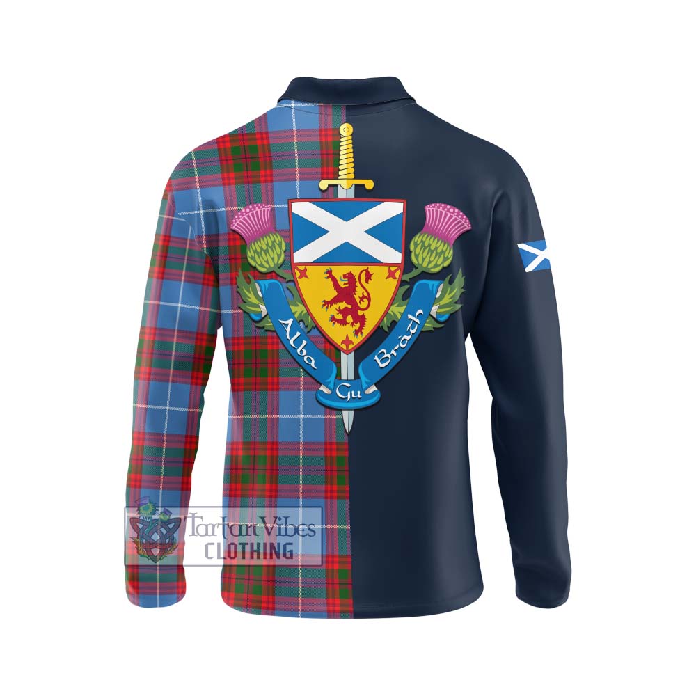 Tartan Vibes Clothing Dalmahoy Tartan Long Sleeve Polo Shirt with Scottish Lion Royal Arm Half Style