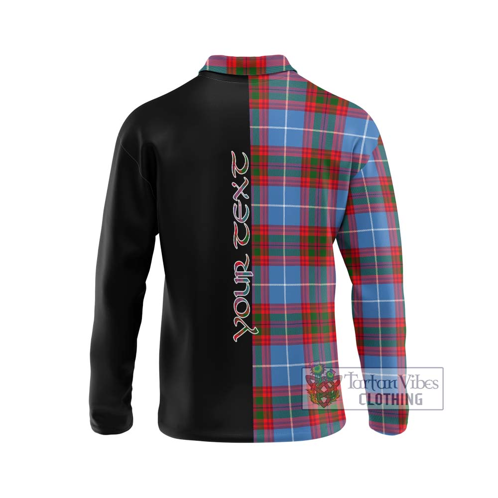 Dalmahoy Tartan Long Sleeve Polo Shirt with Family Crest and Half Of Me Style - Tartanvibesclothing Shop