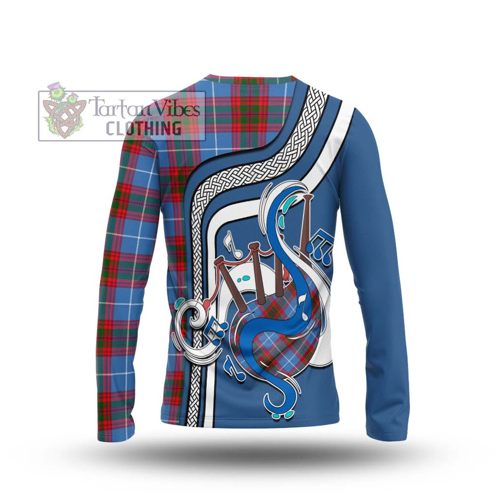 Tartan Vibes Clothing Dalmahoy Tartan Long Sleeve T-Shirt with Epic Bagpipe Style