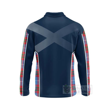 Dalmahoy Tartan Long Sleeve Polo Shirt with Family Crest and Scottish Thistle Vibes Sport Style