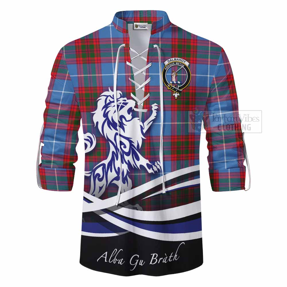 Tartan Vibes Clothing Dalmahoy Tartan Ghillie Kilt Shirt with Alba Gu Brath Regal Lion Emblem