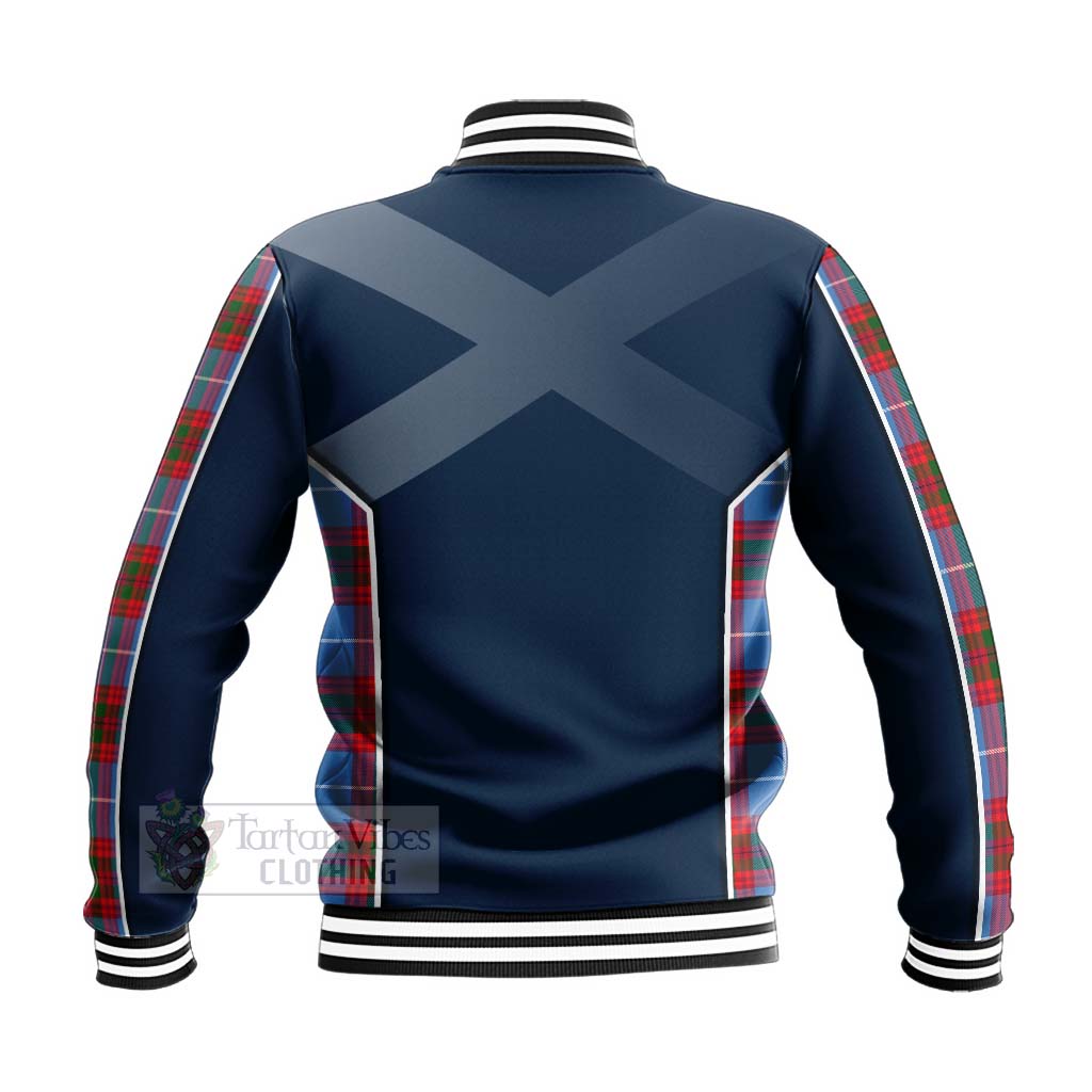 Tartan Vibes Clothing Dalmahoy Tartan Baseball Jacket with Family Crest and Scottish Thistle Vibes Sport Style