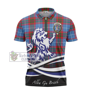 Dalmahoy Tartan Zipper Polo Shirt with Alba Gu Brath Regal Lion Emblem