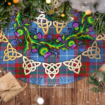 Dalmahoy Tartan Christmas Tree Skirt with Thistle Celtic Knot Style