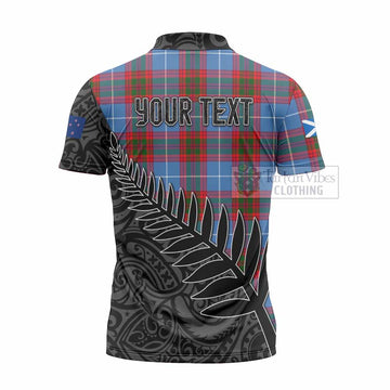 Dalmahoy Crest Tartan Zipper Polo Shirt with New Zealand Silver Fern Half Style