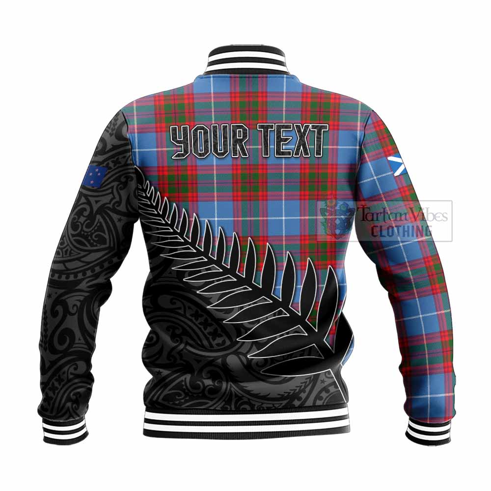 Tartan Vibes Clothing Dalmahoy Crest Tartan Baseball Jacket with New Zealand Silver Fern Half Style