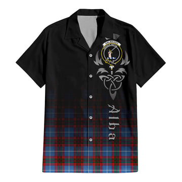 Dalmahoy Tartan Short Sleeve Button Up Shirt Featuring Alba Gu Brath Family Crest Celtic Inspired